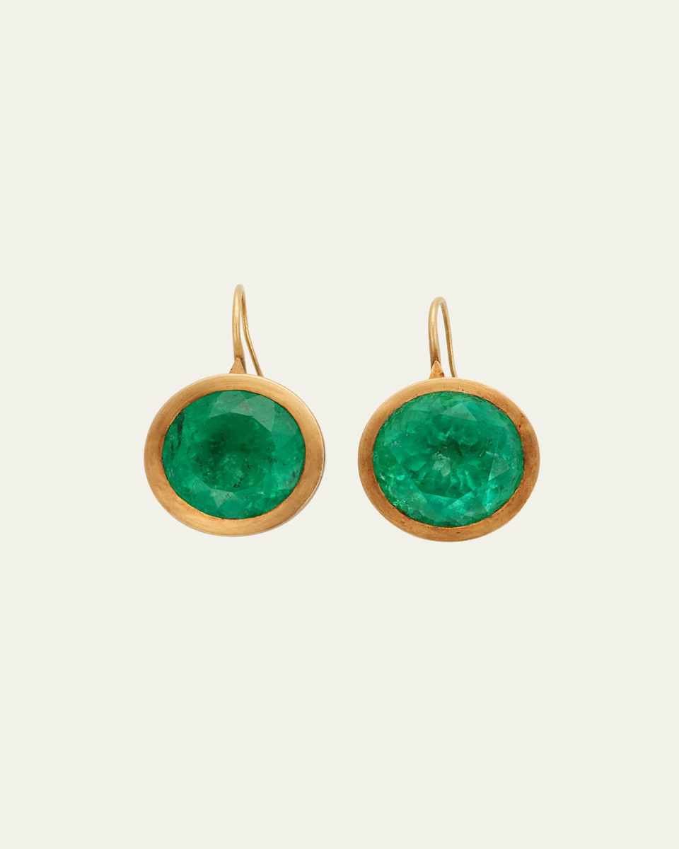 Giant Round Emerald Cone-Shape Earrings